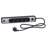 Удлинитель на 5 розеток с з/к + 2 USB алюминий/черный 1.5м Unica Extend, Schneider Electric мини-фото