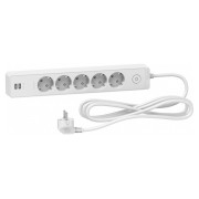 Подовжувач на 5 розеток з з/к + 2 USB білий 3м Unica Extend, Schneider Electric міні-фото