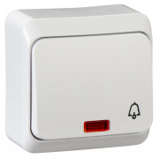 Кнопка дзвінка 1-клавішна з підсвічуванням зовнішнього встановлення біла серія Prima, Schneider Electric міні-фото