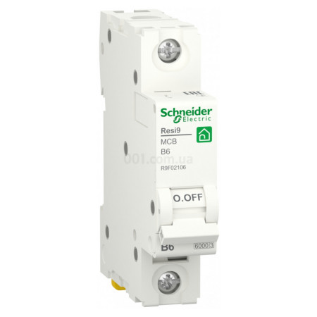 Автоматичний вимикач RESI9 6kА 1P 6 А B, Schneider Electric (R9F02106) фото