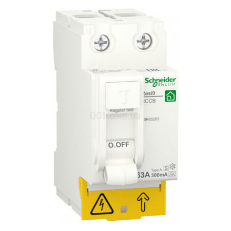Диференційний вимикач (ПЗВ) RESI9 2P 63A 300mA тип А-S, Schneider Electric (R9R65263) фото