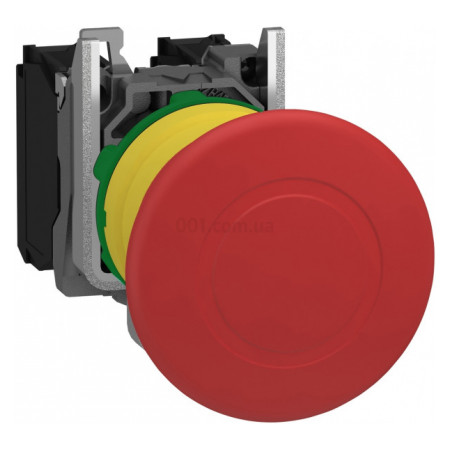 Кнопка аварійної зупинки "грибок" (повернення витягуванням) 1НВ+1НЗ червона XB5, Schneider Electric (XB5AT845) фото