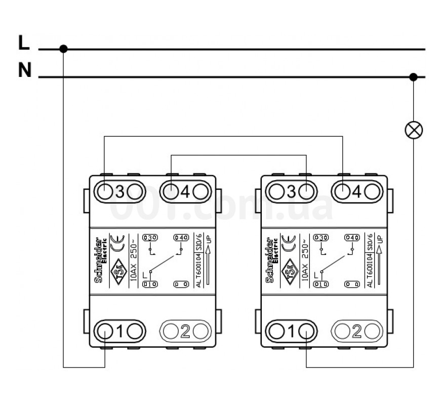 Двухклавишный выключатель schneider electric схема подключения