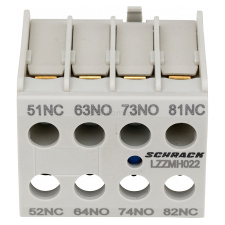 Блок дополнительных контактов фронтальный для CUBICO Mini 2НО+2НЗ, Schrack Technik (LZZMH022--) фото