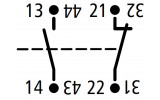 Блок дополнительных контактов для контактора габарит 2-4 1НО+1НЗ боковой первое положение, Schrack Technik изображение 2 (схема)