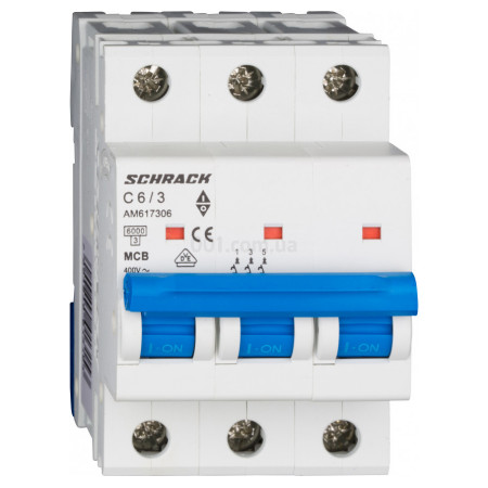 Модульний автоматичний вимикач AMPARO 3P 6А 6кА х-ка C, Schrack Technik (AM617306--) фото