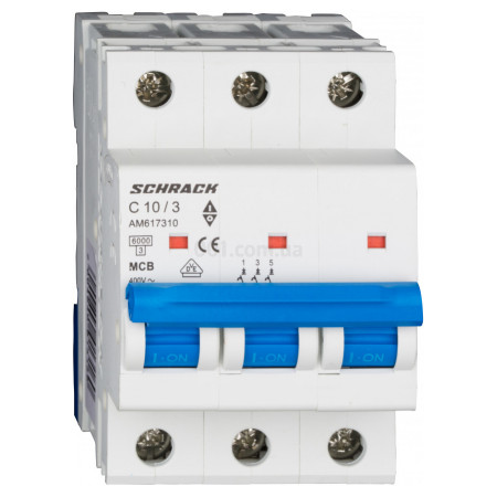 Модульний автоматичний вимикач AMPARO 3P 10А 6кА х-ка C, Schrack Technik (AM617310--) фото