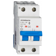 Модульний автоматичний вимикач AMPARO 1P+N 63А 6кА х-ка C, Schrack Technik міні-фото