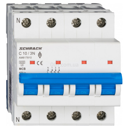 Модульный автоматический выключатель AMPARO 3P+N 10А 6кА х-ка C, Schrack Technik (AM617810--) фото