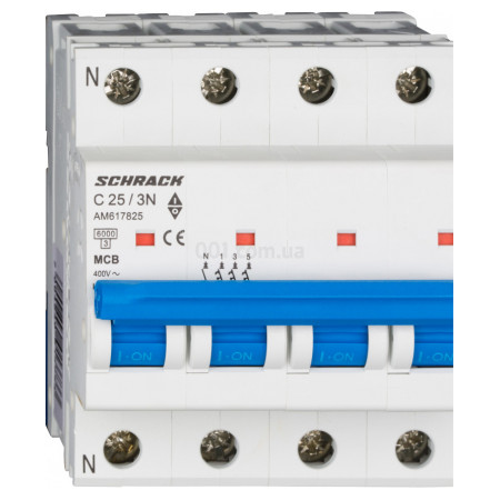 Модульный автоматический выключатель AMPARO 3P+N 25А 6кА х-ка C, Schrack Technik (AM617825--) фото