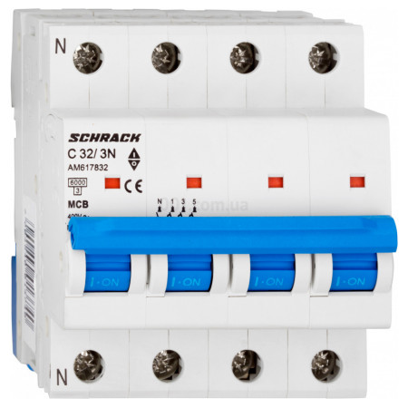 Модульный автоматический выключатель AMPARO 3P+N 32А 6кА х-ка C, Schrack Technik (AM617832--) фото
