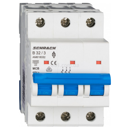Модульний автоматичний вимикач AMPARO 3P 32А 6кА х-ка B, Schrack Technik (AM618332--) фото