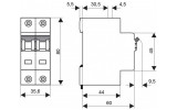Модульний автоматичний вимикач BMS0-DC 1P 4А 10кА х-ка C ME, Schrack Technik зображення 2 (габаритні розміри)