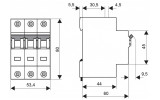Модульний автоматичний вимикач BMS0 3P 4А 10кА х-ка C, Schrack Technik зображення 2 (габаритні розміри)