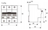 Модульный автоматический выключатель BR 3P 125А 10кА х-ка C, Schrack Technik изображение 2 (габаритные размеры)