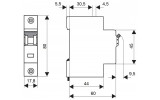 Модульний автоматичний вимикач BMS4 1P 2А 4,5кА х-ка C, Schrack Technik зображення 2 (габаритні розміри)