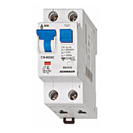 Автоматический выключатель дифференциального тока 10кА/30мА 1P+N 16A х-ка C тип АС, Schrack Technik (BO617516--) фото