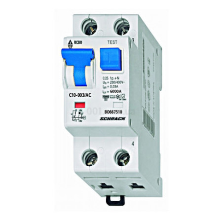 Автоматический выключатель дифференциального тока 6кА/30мА 1P+N 6A х-ка C тип АС, Schrack Technik (BO667506--) фото