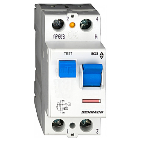 Пристрій захисного відключення (ПЗВ) 6кА/100мА 2P 63А тип AC, Schrack Technik (BC606210--) фото