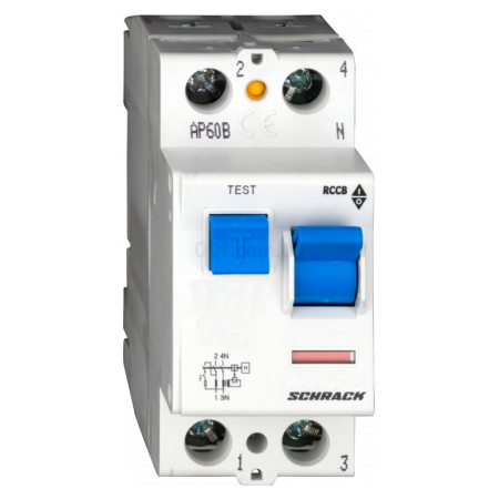 Пристрій захисного відключення (ПЗВ) 6кА/300мА 2P 63А тип AC, Schrack Technik (BC606230--) фото