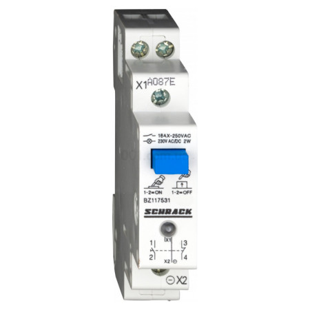 Кнопка модульна з LED-індикацією 16А 230В АС/DC 1НВ+1НЗ, Schrack Technik (BZ117531--) фото