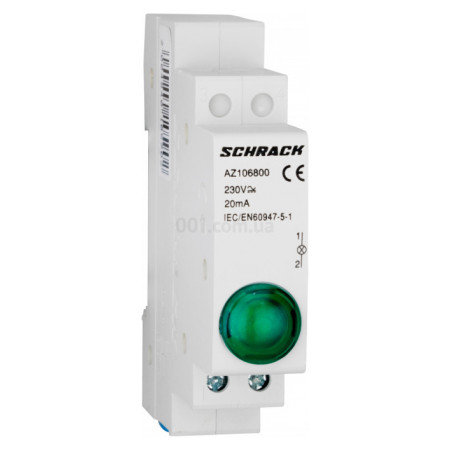 Індикатор модульний LED зелений 230В AC, Schrack Technik (AZ106800--) фото