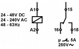 Реле часу AMPARO затримка вмикання 24В AC/DC + 230В AC 1CO 5А, Schrack Technik зображення 7 (схема)