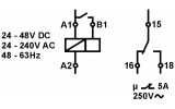 Реле часу AMPARO затримка вимикання 24В AC/DC + 230В AC 1CO 5А, Schrack Technik зображення 7 (схема)