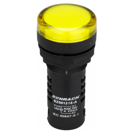 Світлосигнальний індикатор LED 230В AC (моноблок) жовтий, Schrack Technik (BZ501216-A) фото