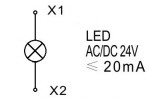 Светосигнальный индикатор LED 24В AC/DC красный, Schrack Technik изображение 3 (схема)