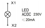 Світлосигнальний індикатор LED 230В AC червоний, Schrack Technik зображення 3 (схема)