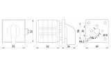 Габаритні розміри щитового пакетного перемикача на DIN-рейку з передньою панеллю TAREL (E.NEXT) LK16/4.322-SP/45 зображення