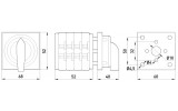 Габаритные размеры щитового пакетного переключателя с передней панелью и возможностью опломбирования TAREL (E.NEXT) LK16/4.322-ZК/45 изображение