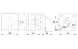 Габаритные размеры щитового пакетного переключателя на DIN-рейку с передней панелью TAREL (E.NEXT) LK25/3.323-SP/45 изображение