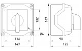 Габаритні розміри пакетного перемикача в корпусі TAREL (E.NEXT) LK40/1.216-OB/45 зображення