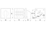 Габаритні розміри щитового пакетного перемикача з передньою панеллю TAREL (E.NEXT) LK40/4.322-ZP/45 зображення