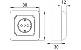 Габаритные размеры одинарных розеток и выключателей для внешнего монтажа E.NEXT серии TAREL изображение