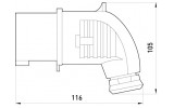 Габаритные размеры переносной угловой силовой вилки TAREL (E.NEXT) артикул 3622-724 изображение