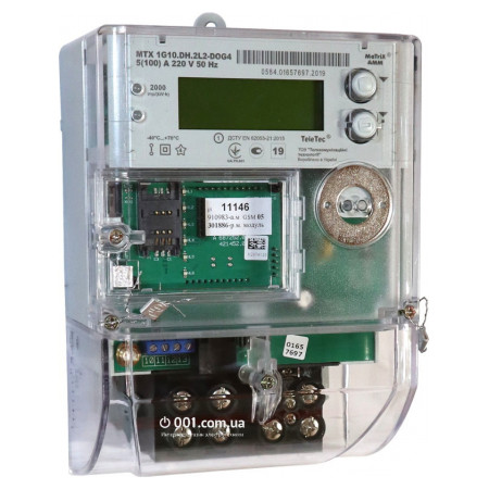 Счетчик электроэнергии MTX 1G10.DH.2L2-DOG4 «Matrix AMM» однофазный 5(100) А 220 В для зеленого тарифа, TeleTec фото