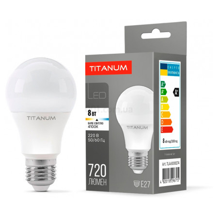 Світлодіодна (LED) лампа A60 8Вт E27 4100K, TITANUM (TLA6008274) фото