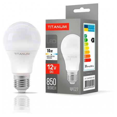 Светодиодная (LED) лампа A60 12V 10Вт E27 4100K, TITANUM (TLA6010274-12V) фото