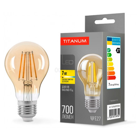 Светодиодная (LED) лампа Filament A60 7Вт E27 2200K бронза, TITANUM (TLFA6007272A) фото