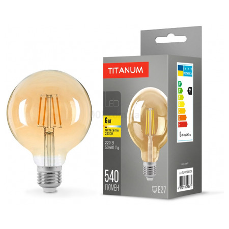 Светодиодная (LED) лампа Filament G95 6Вт E27 2200K бронза, TITANUM (TLFG9506272A) фото