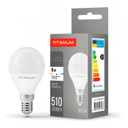 Світлодіодна (LED) лампа G45 6Вт E14 4100K, TITANUM (TLG4506144) фото