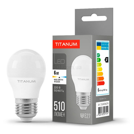 Світлодіодна (LED) лампа G45 6Вт E27 4100K, TITANUM (TLG4506274) фото