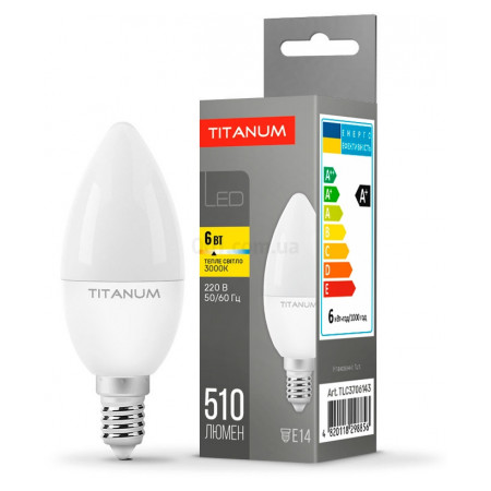 Светодиодная (LED) лампа C37 6Вт E14 3000K, TITANUM (TLС3706143) фото