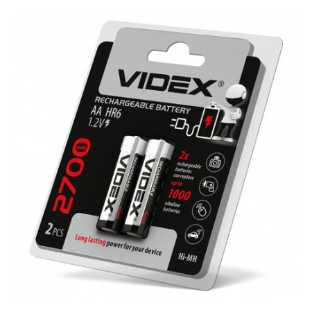 Аккумулятор HR6/AA 2700mAh упаковка blister 2 шт., VIDEX (23342) фото