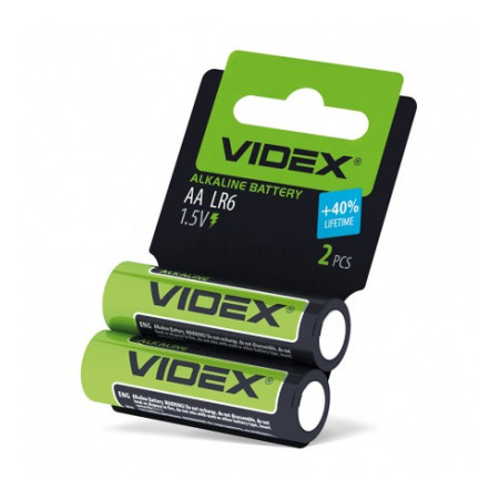 Батарейка щелочная LR6/AA упаковка shrink card 2 шт., VIDEX (21162) фото