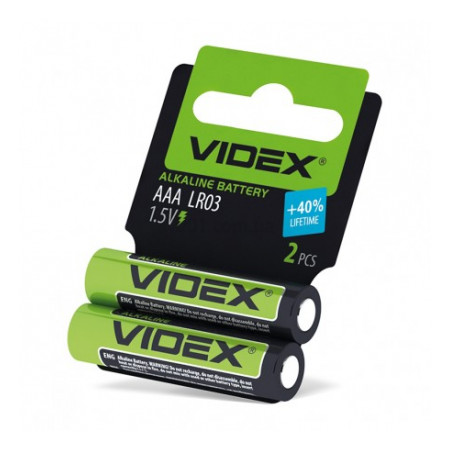 Батарейка лужна LR03/AAA упаковка shrink card 2 шт., VIDEX (21164) фото