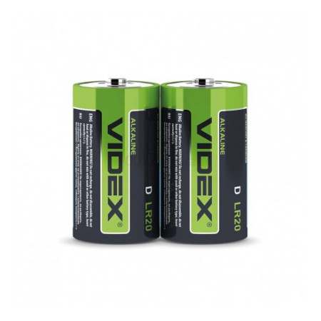 Батарейка лужна LR20/D упаковка shrink 2 шт., VIDEX (22529) фото